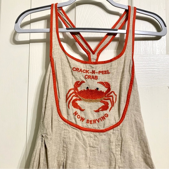 Beige Mini Dress with Red Crab Appliqué - Picture 6 of 8